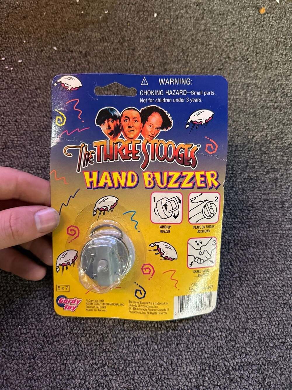 Vintage 1996 The Three Stooges Hand Buzzer by Gordy Toy